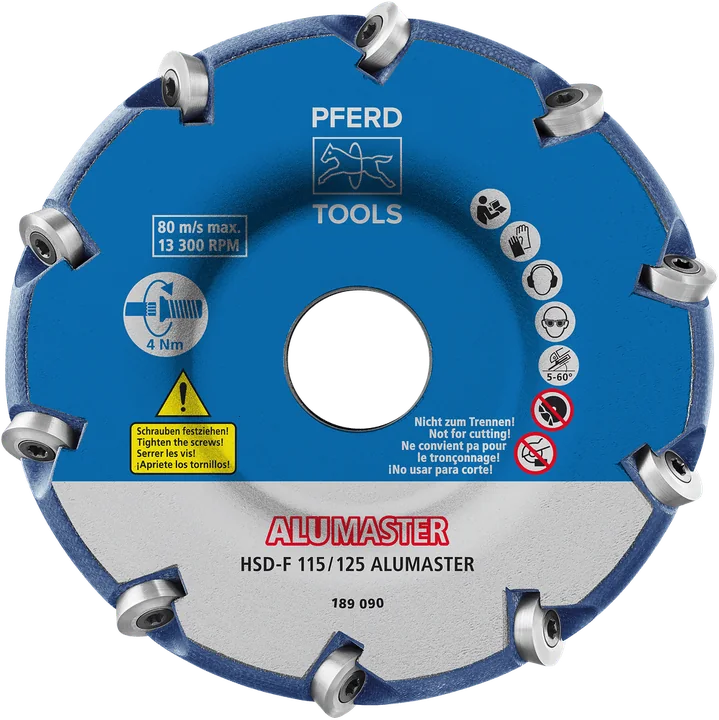 PFERD Fräswerkzeuge mit Wendeschneidplatten ALUMASTER, Bauform HSD-F für flache Einsätze HSD-F 115/125 ALUMASTER