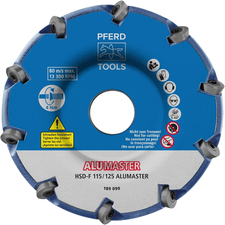 PFERD Fräswerkzeuge mit Wendeschneidplatten ALUMASTER HICOAT, Bauform HSD-F für flache Einsätze HSD-F 115/125 ALUMASTER HICOAT