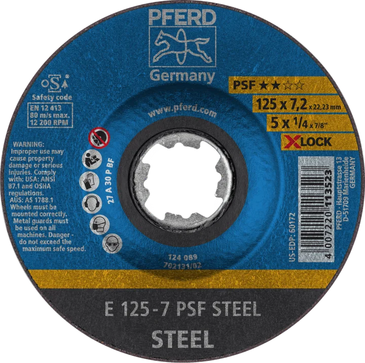 PFERD Schruppscheiben PSF STEEL E 125-7 PSF STEEL/X-LOCK