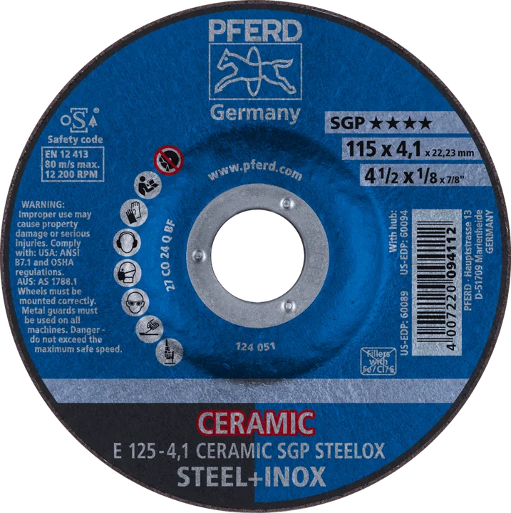 PFERD Schruppscheiben CERAMIC SGP STEELOX E 125-4,1 CERAMIC SGP STEELOX