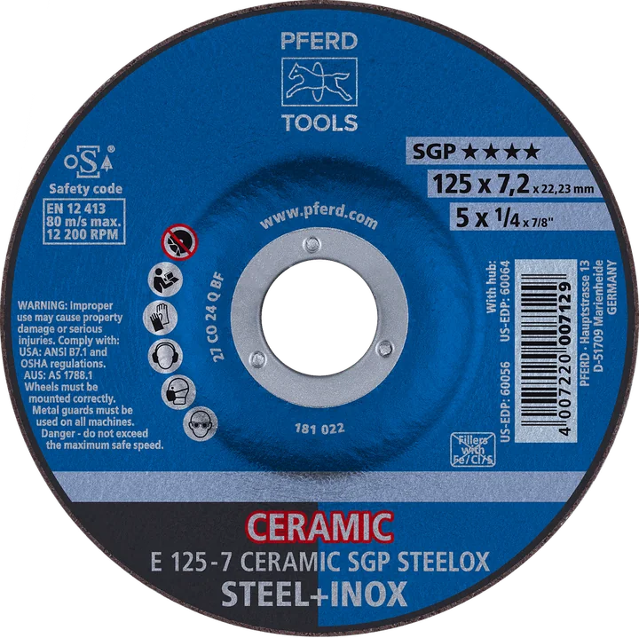 PFERD Schruppscheiben CERAMIC SGP STEELOX E 125-7 CERAMIC SGP STEELOX