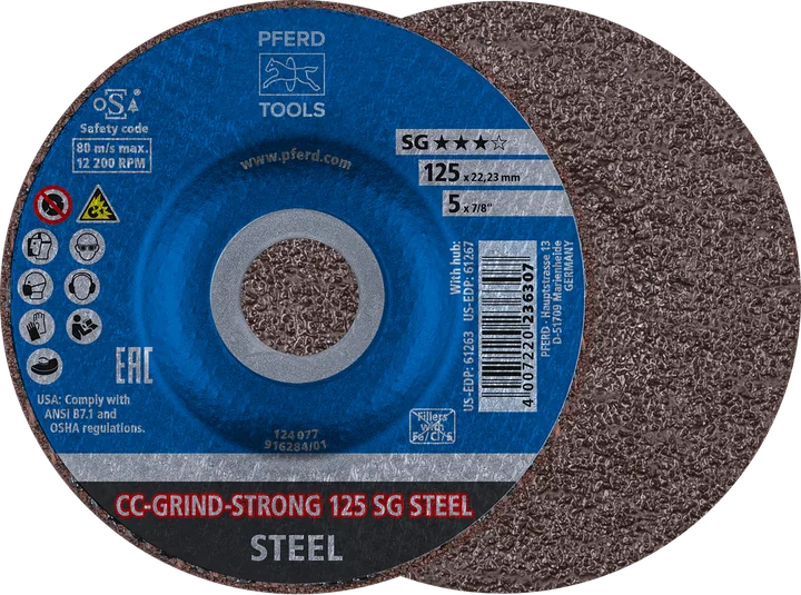 PFERD CC-GRIND Schleifscheiben STRONG SG STEEL CC-GRIND STRONG 125 SG STEEL