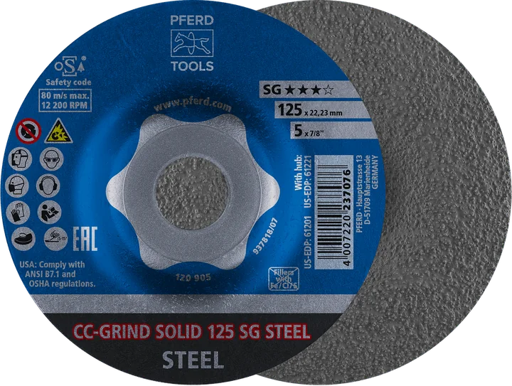PFERD CC-GRIND Schleifscheiben SOLID SG STEEL CC-GRIND SOLID 125 SG STEEL