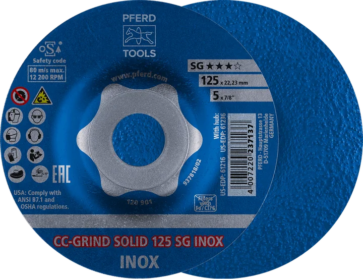 PFERD CC-GRIND Schleifscheiben SOLID SG INOX CC-GRIND SOLID 125 SG INOX