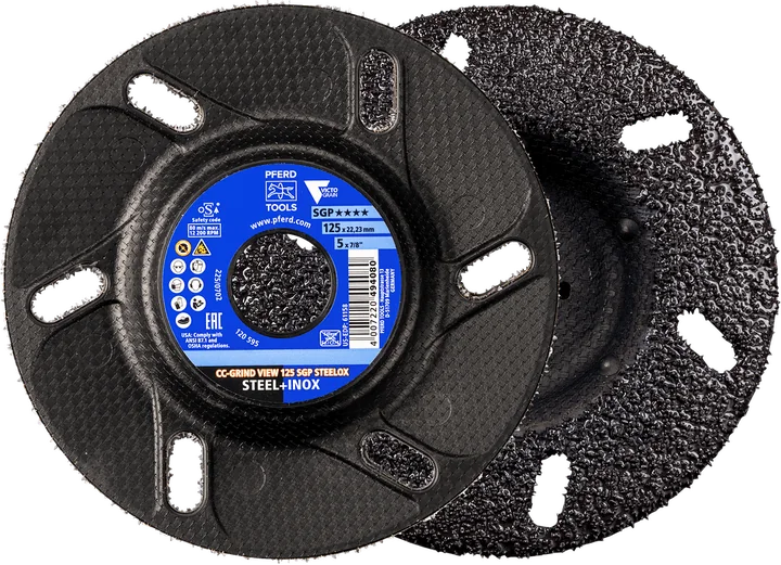 PFERD CC-GRIND VIEW mit VICTOGRAIN-Schleifkorn CC-GRIND VIEW 125 SGP STEELOX