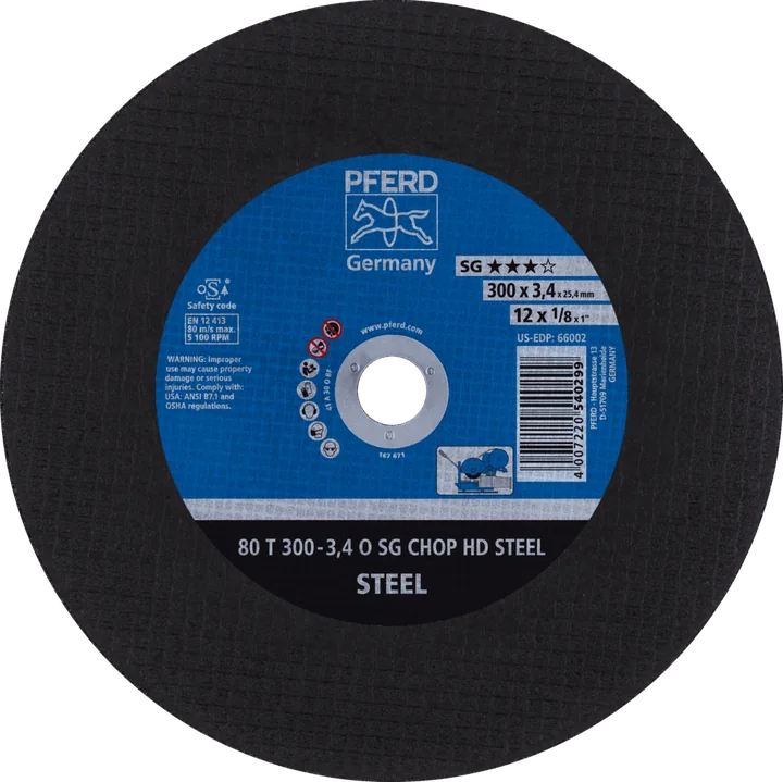 PFERD Trennscheiben für Metalltrennsägen (CHOPSAW) SG CHOP HD STEEL 80 T 300-3,4 O SG CHOP HD STEEL/25,4